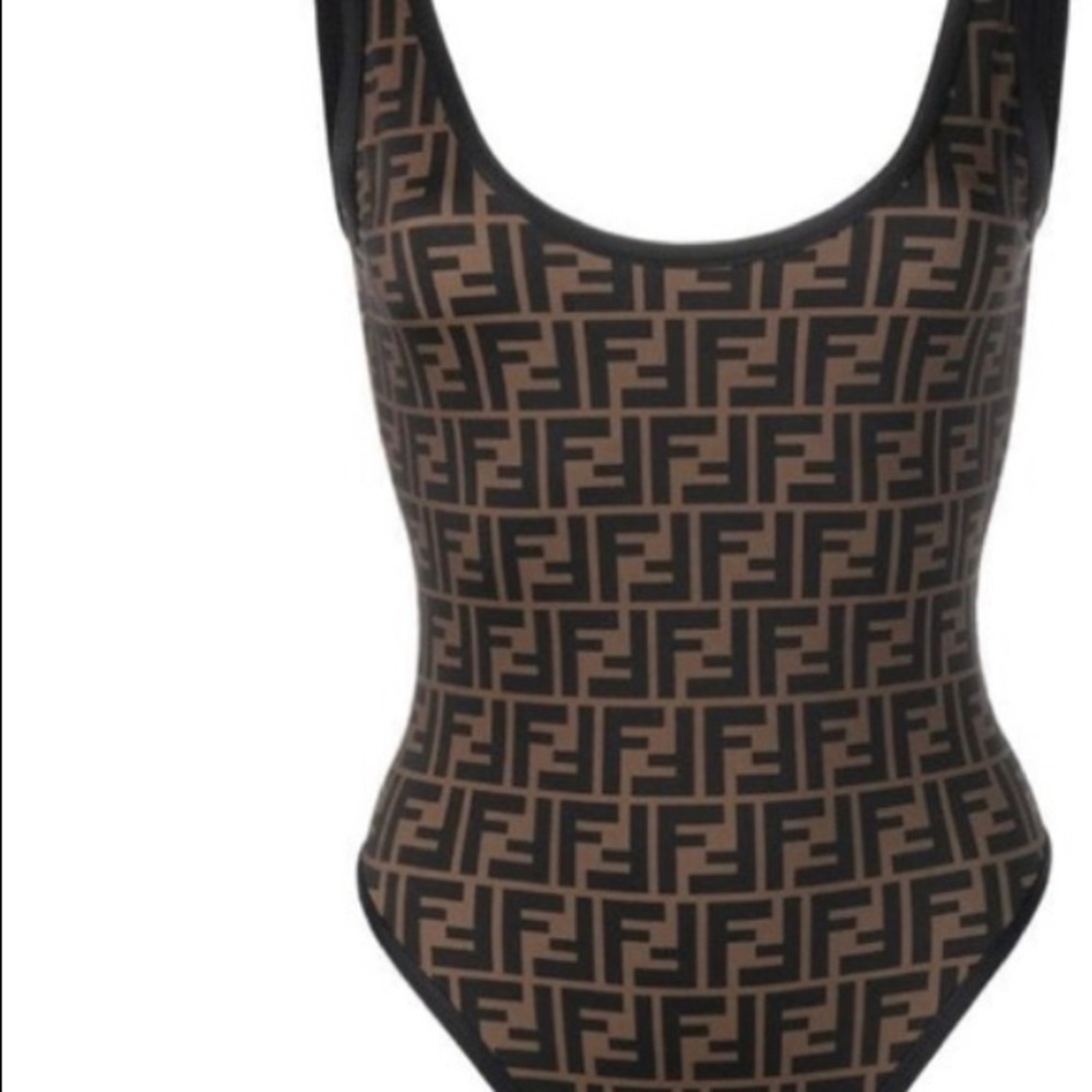 Bnwt fendi one piece with navy trim